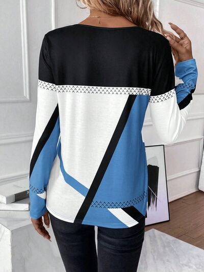 Contrast Round Neck Long Sleeve T-Shirt from Enfance-Heureuse