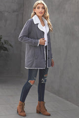 Casual Denim Coat with Plush Lining from MsDressly