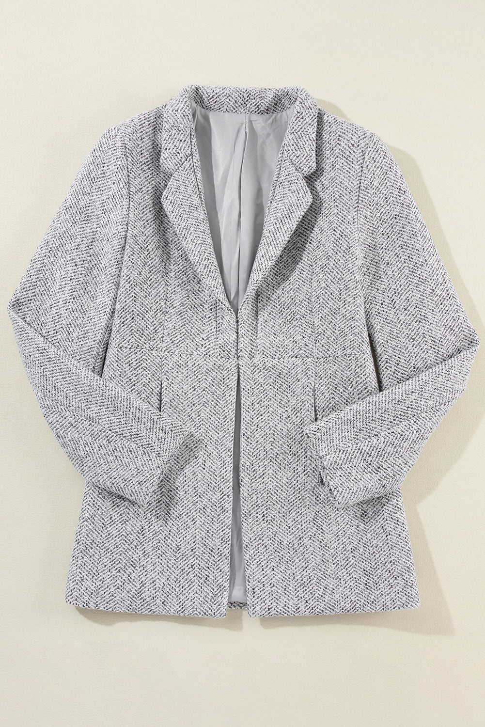 Aitana Lapel Collar Long Jacket with Pocket from Threaded Pear