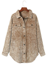 Beige Corduroy Jacket with Fringe Trim from MsDressly