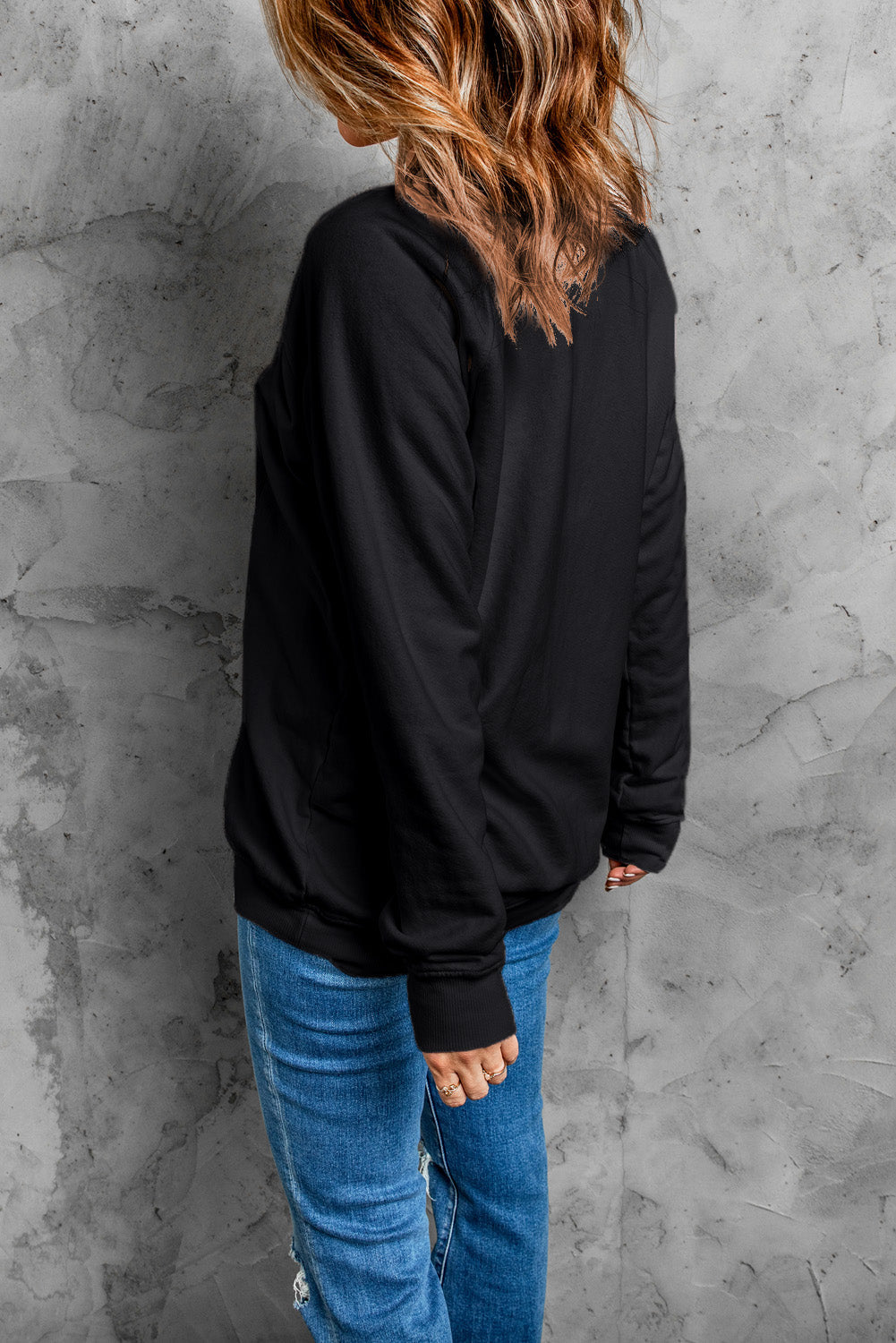 Black Halloween Pumpkin Graphic Drop Shoulder Sweatshirt from MsDressly