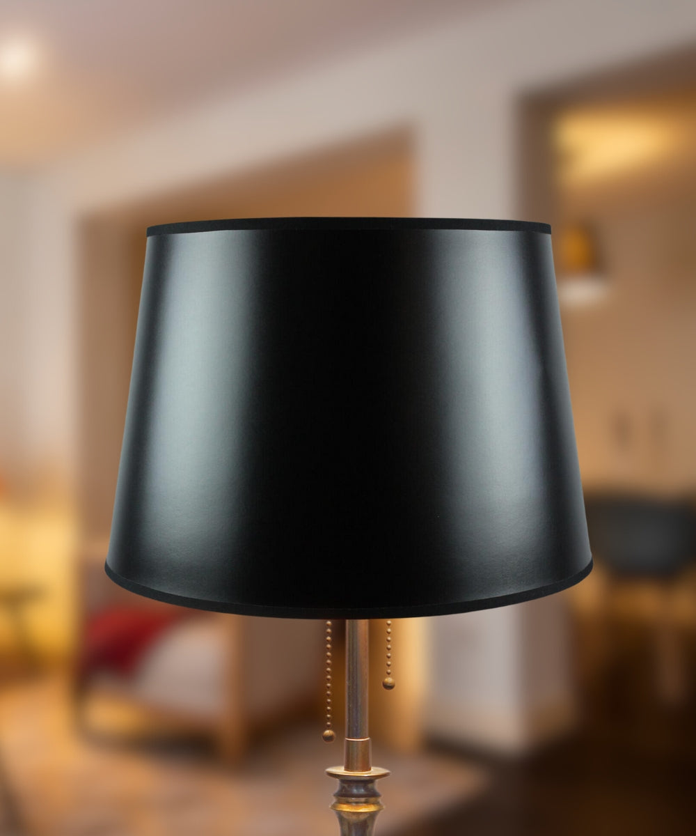 Black 16"W x 11"H Parchment Gold-Lined Floor Lampshade From LampsUSA