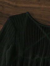 Black Crochet Micro Bikini Set with O-ring Detail and Backless Cover-Up Dress from MsDressly