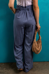 Luna Belted Frilly Waist Wide Leg Loose Pants From Threaded Pear