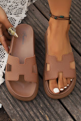 Henley Cutout Design Open Toe Platform Slippers from Threaded Pear