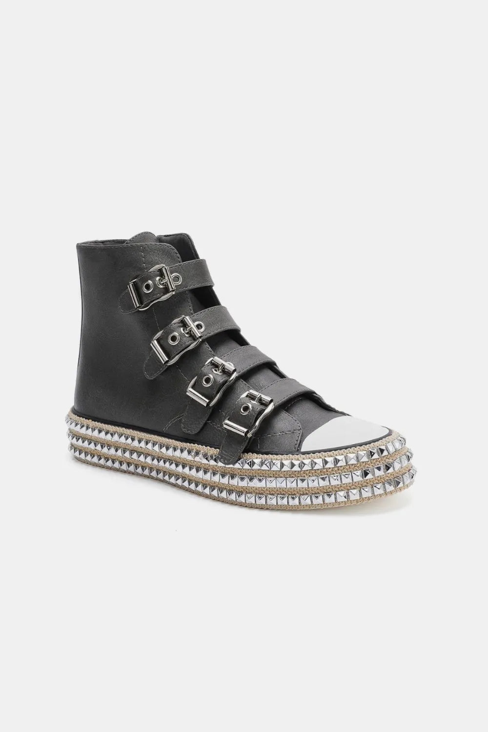 Beast Fashion Multi-Buckle Straps Studded Platform Sneakers from My Pampered Life Seattle