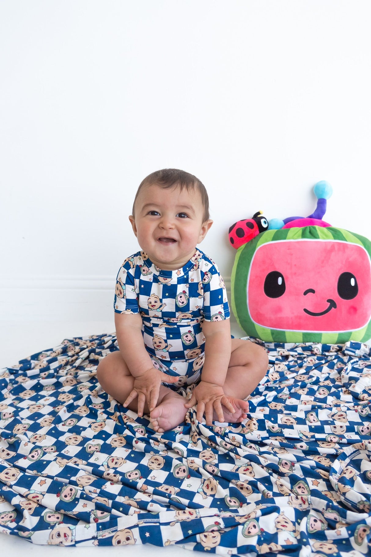 Dream Big Little Co x CoComelon JJ STARRY NIGHT CHECKERS DREAM SHORT SET from DREAM BIG LITTLE CO
