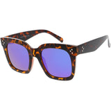 Bold Oversize Flat Mirror Lens Square Frame Horn Rimmed Sunglasses 50mm - A100 from zeroUV