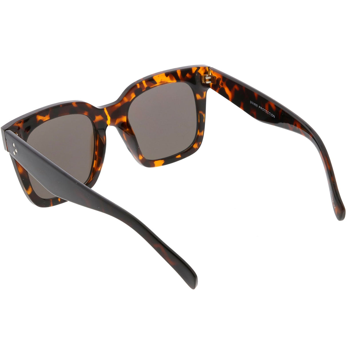 Bold Oversize Flat Mirror Lens Square Frame Horn Rimmed Sunglasses 50mm - A100 from zeroUV