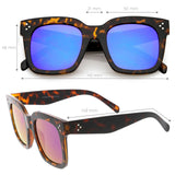 Bold Oversize Flat Mirror Lens Square Frame Horn Rimmed Sunglasses 50mm - A100 from zeroUV