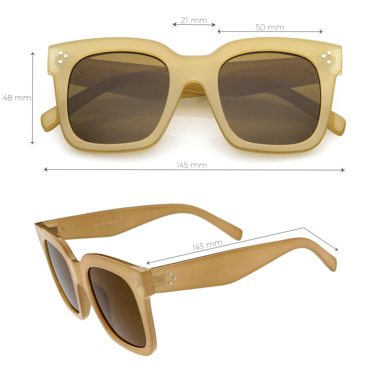 Bold Oversize Horned Rim Flat Lens Sunglasses A101 from zeroUV