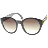 Boho Native Print Bead Arm Accent Round Cat Eye Sunglasses A112 from zeroUV