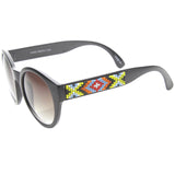 Boho Native Print Bead Arm Accent Round Cat Eye Sunglasses A112 from zeroUV