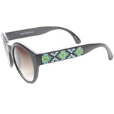 Boho Native Print Bead Arm Accent Round Cat Eye Sunglasses A112 from zeroUV