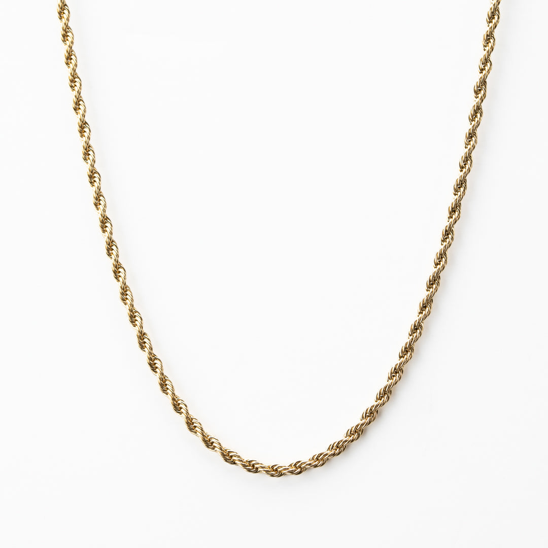 Classic Gold Rope Necklace - 3mm From Vintage Gentlemen