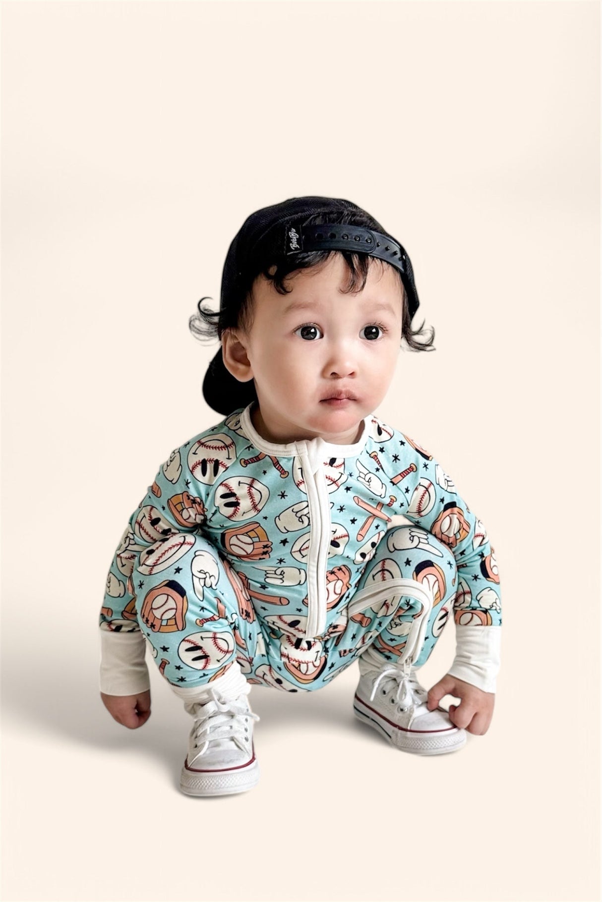 BASEBALL SMILEY DREAM ROMPER from DREAM BIG LITTLE CO