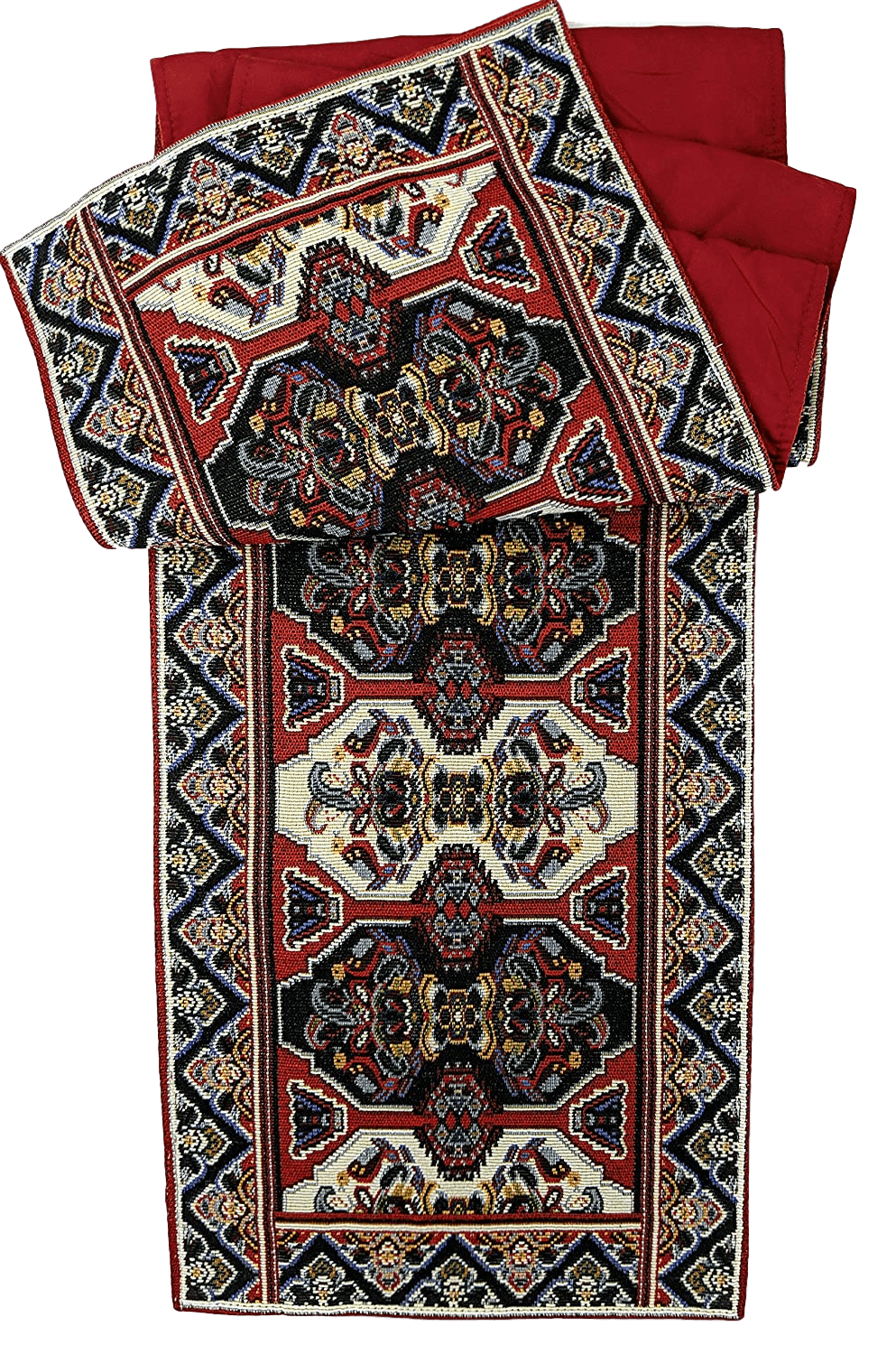 DaDalogy Elegant Majestic Kilim Red Persian Rug Ornate Floral Woven Tapestry Table Runner (18195) from DaDalogy Bedding Collection