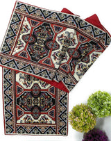 DaDalogy Elegant Majestic Kilim Red Persian Rug Ornate Floral Woven Tapestry Table Runner (18195) from DaDalogy Bedding Collection