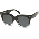 Bold Oversize Flat Mirror Lens Square Frame Horn Rimmed Sunglasses 50mm - A100 from zeroUV