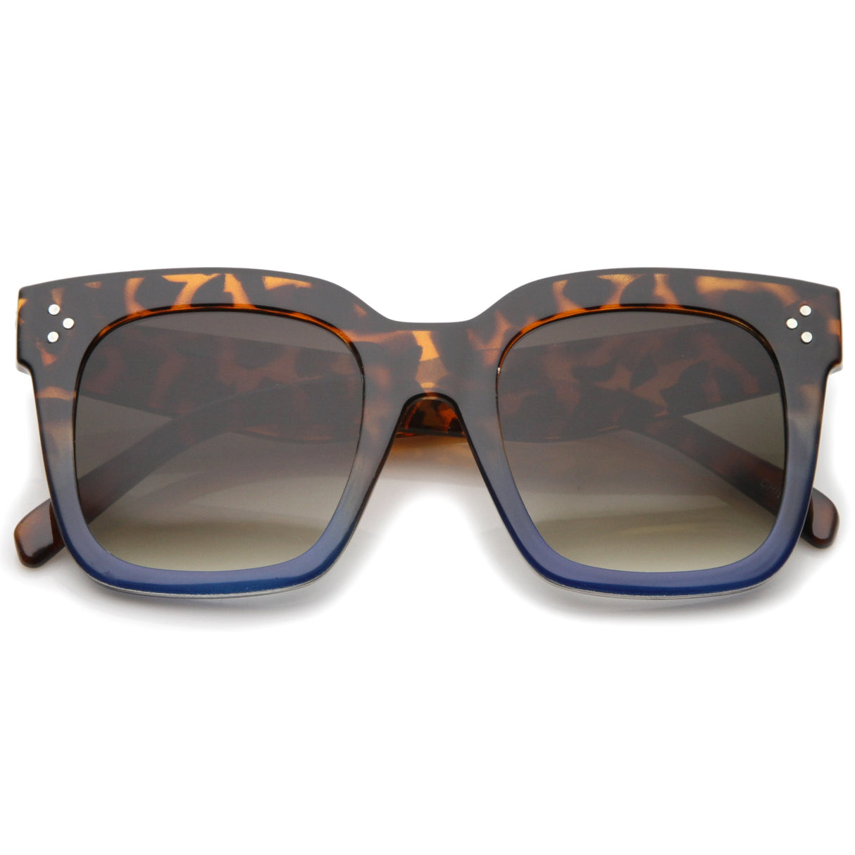 Bold Oversize Flat Mirror Lens Square Frame Horn Rimmed Sunglasses 50mm - A100 from zeroUV