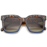 Bold Oversize Flat Mirror Lens Square Frame Horn Rimmed Sunglasses 50mm - A100 from zeroUV