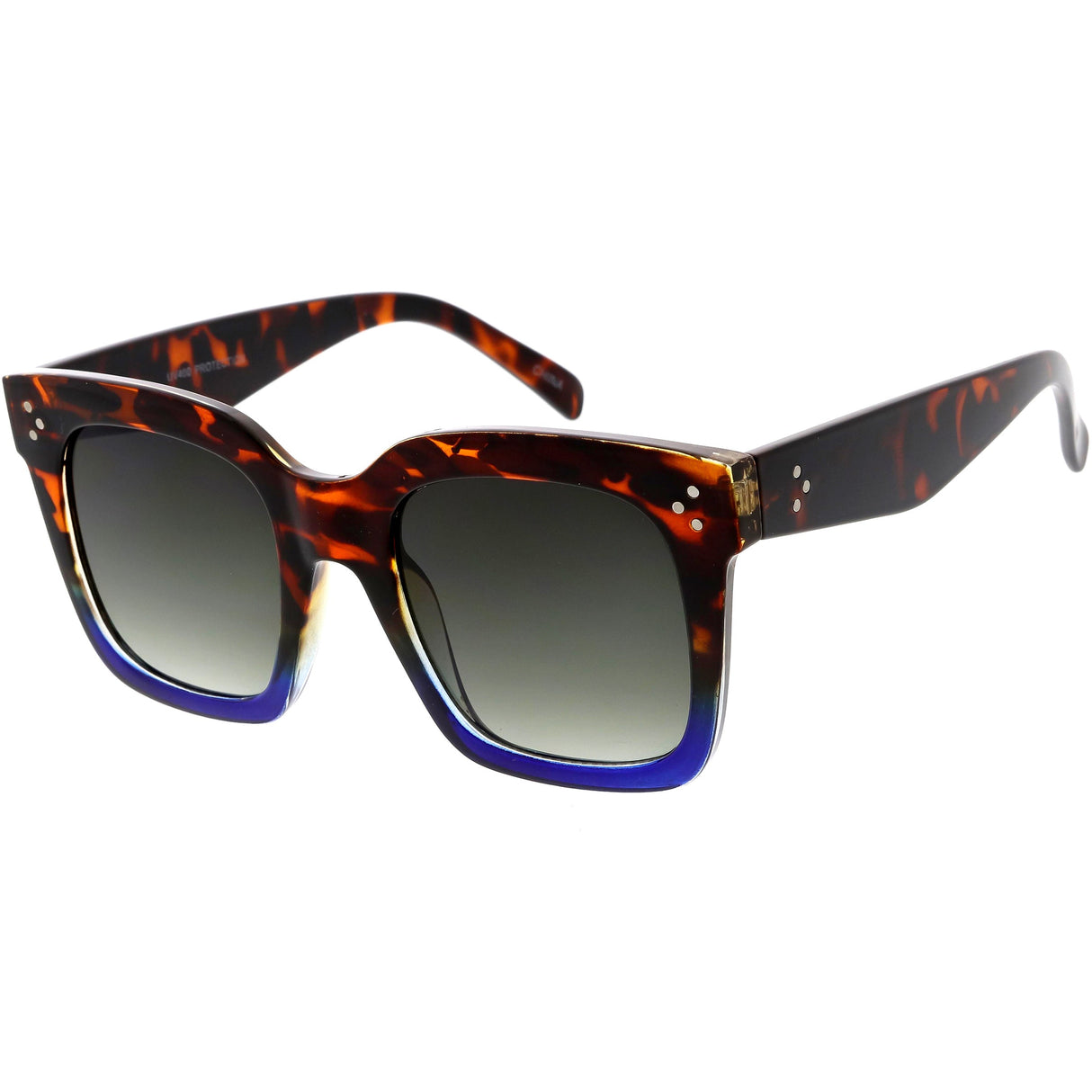 Bold Oversize Square Horned Rim Flat Lens Sunglasses A252 from zeroUV