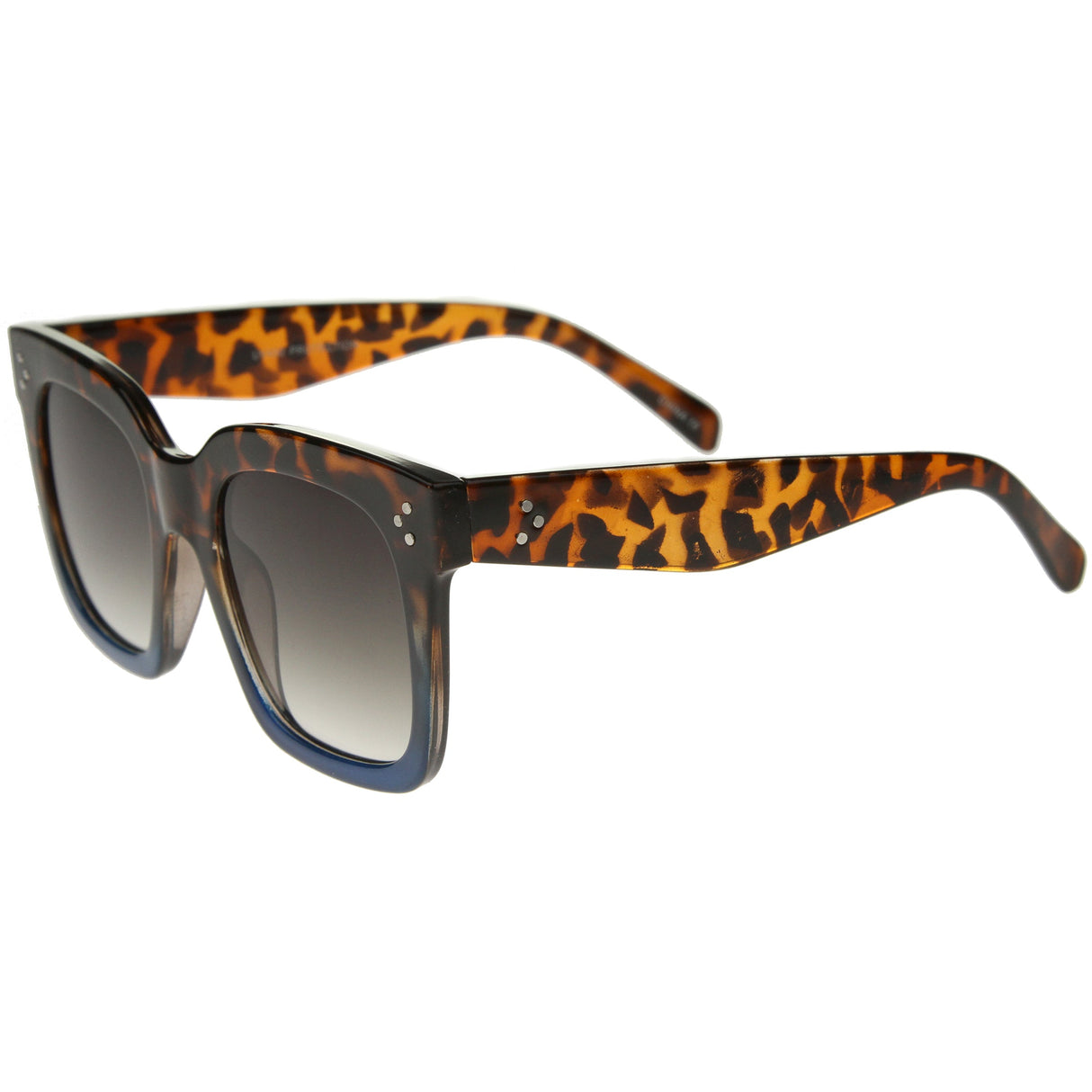 Bold Oversize Flat Mirror Lens Square Frame Horn Rimmed Sunglasses 50mm - A100 from zeroUV