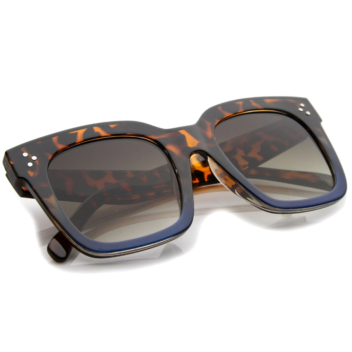 Bold Oversize Flat Mirror Lens Square Frame Horn Rimmed Sunglasses 50mm - A100 from zeroUV
