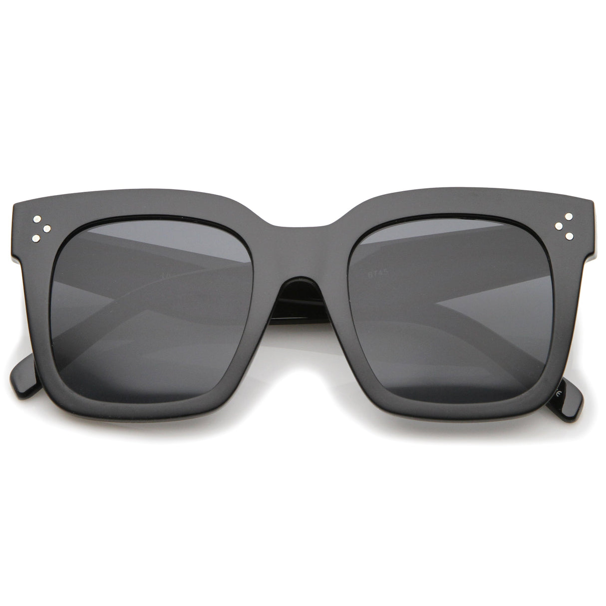 Bold Oversize Flat Mirror Lens Square Frame Horn Rimmed Sunglasses 50mm - A100 from zeroUV