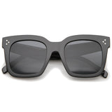 Bold Oversize Flat Mirror Lens Square Frame Horn Rimmed Sunglasses 50mm - A100 from zeroUV