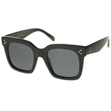 Bold Oversize Flat Mirror Lens Square Frame Horn Rimmed Sunglasses 50mm - A100 from zeroUV