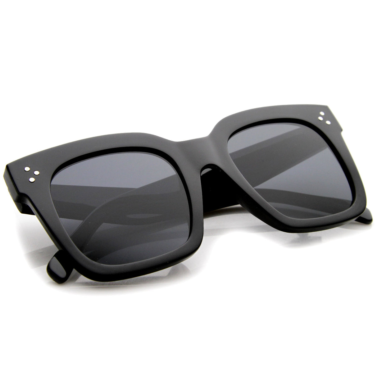 Bold Oversize Flat Mirror Lens Square Frame Horn Rimmed Sunglasses 50mm - A100 from zeroUV