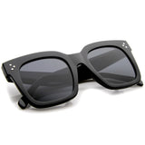 Bold Oversize Flat Mirror Lens Square Frame Horn Rimmed Sunglasses 50mm - A100 from zeroUV
