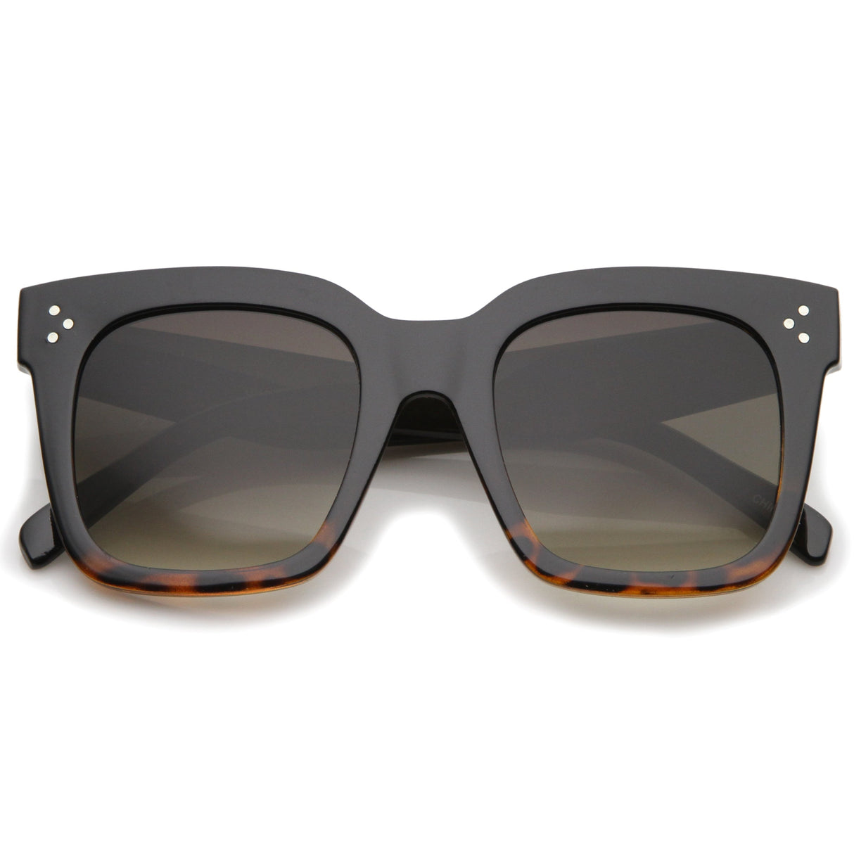 Bold Oversize Flat Mirror Lens Square Frame Horn Rimmed Sunglasses 50mm - A100 from zeroUV