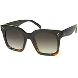 Bold Oversize Flat Mirror Lens Square Frame Horn Rimmed Sunglasses 50mm - A100 from zeroUV