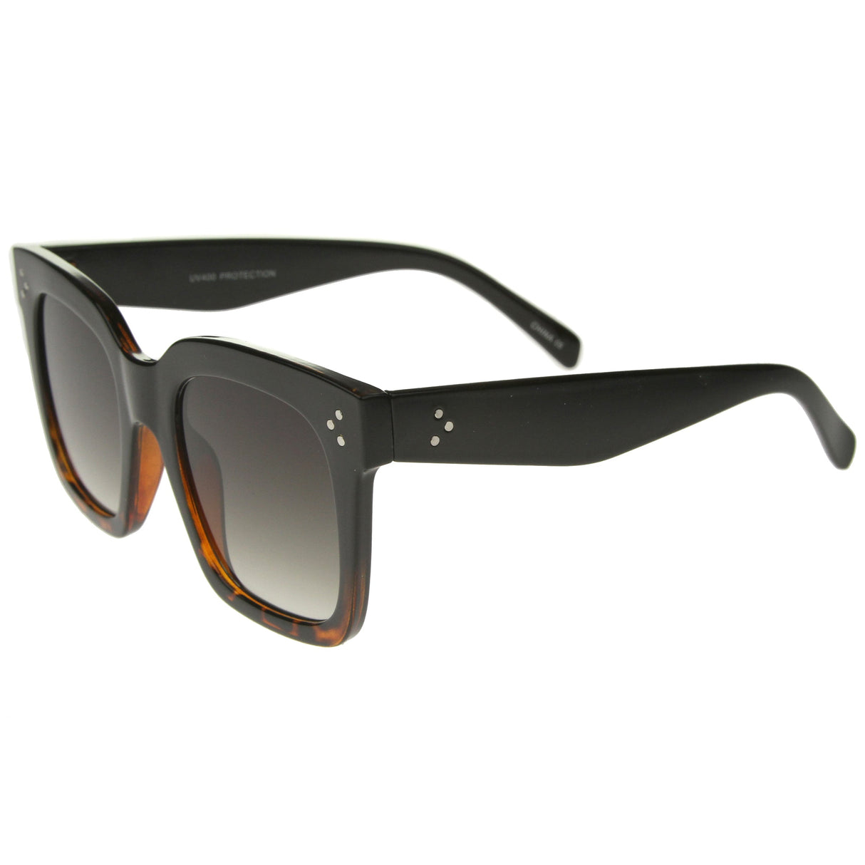 Bold Oversize Flat Mirror Lens Square Frame Horn Rimmed Sunglasses 50mm - A100 from zeroUV