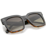 Bold Oversize Flat Mirror Lens Square Frame Horn Rimmed Sunglasses 50mm - A100 from zeroUV