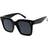 Bold Oversize Flat Mirror Lens Square Frame Horn Rimmed Sunglasses 50mm - A100 from zeroUV