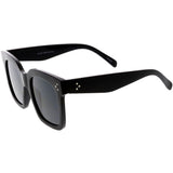 Bold Oversize Flat Mirror Lens Square Frame Horn Rimmed Sunglasses 50mm - A100 from zeroUV