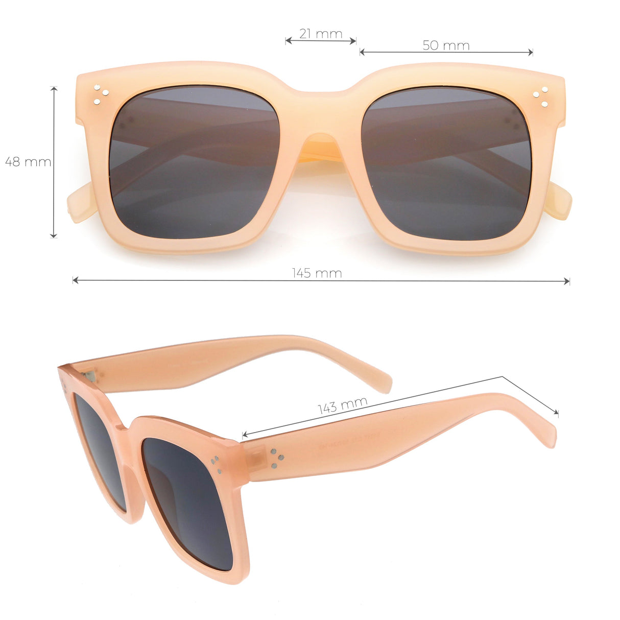 Bold Oversize Square Horned Rim Flat Lens Sunglasses A252 from zeroUV
