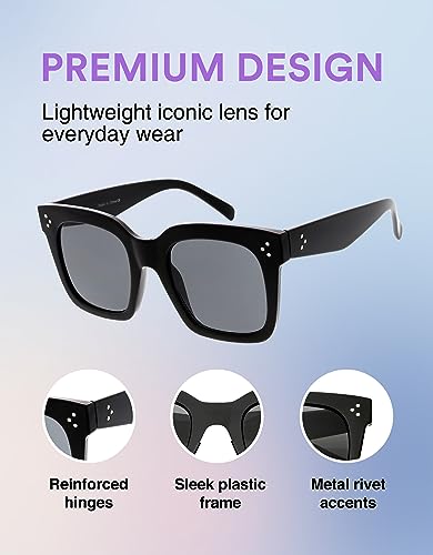 Bold Oversize Square Horned Rim Flat Lens Sunglasses A252 from zeroUV