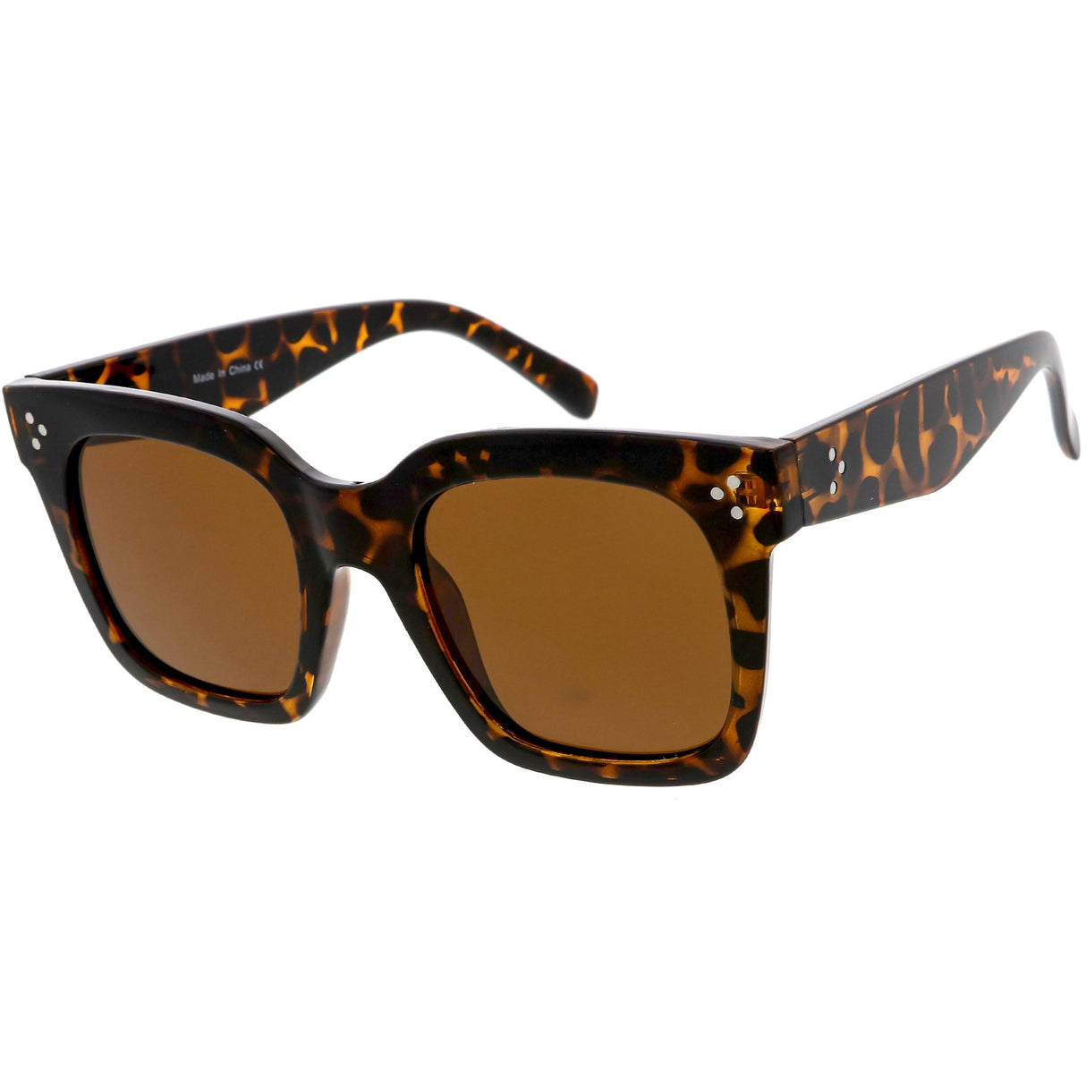 Bold Oversize Square Horned Rim Flat Lens Sunglasses A252 from zeroUV