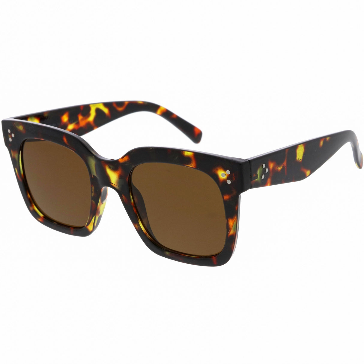 Bold Oversize Square Horned Rim Flat Lens Sunglasses A252 from zeroUV