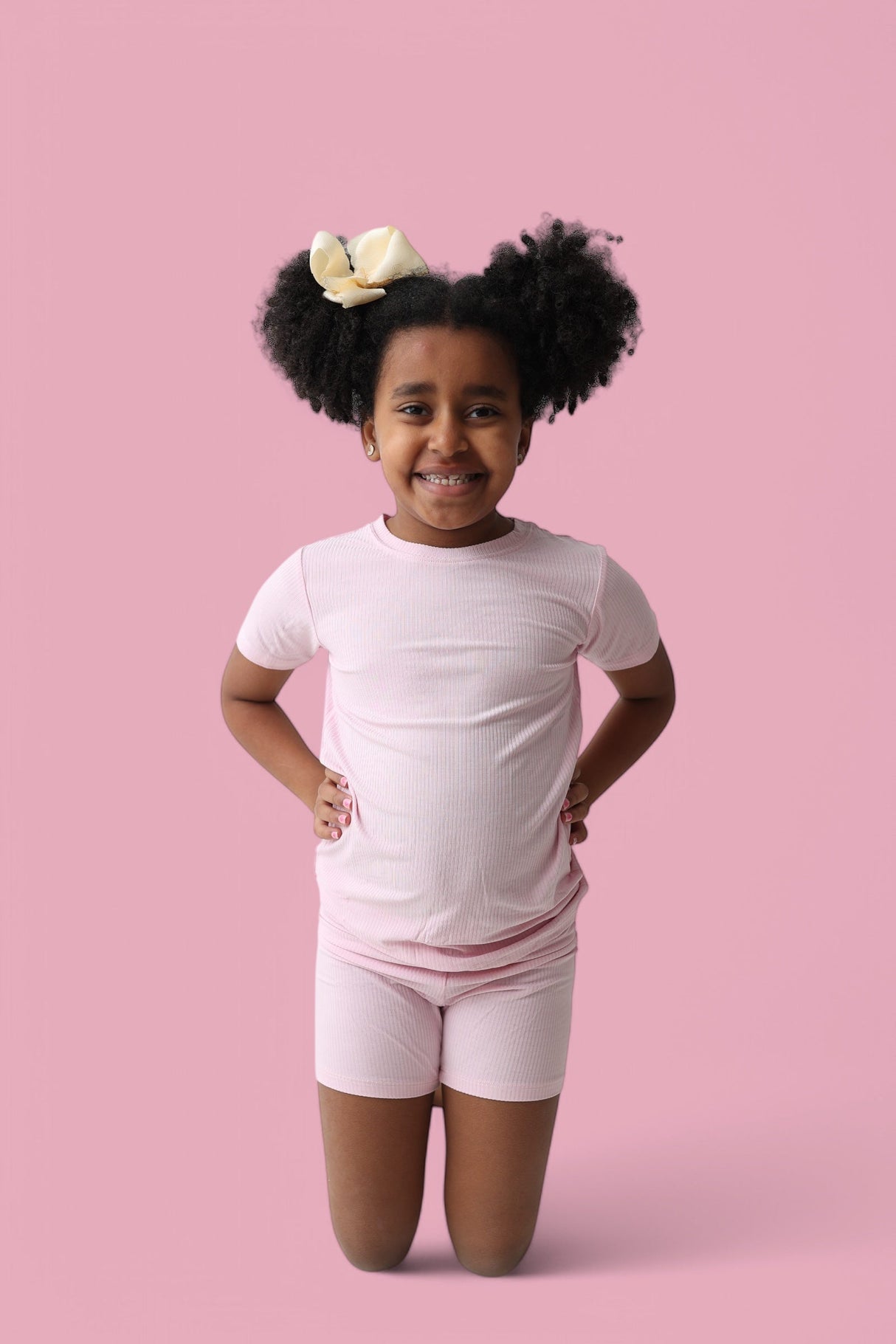 PINK ROSE RIB DREAM SHORT SET from DREAM BIG LITTLE CO