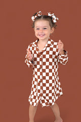 COPPER CHECKERS GIRL'S DREAM GOWN from DREAM BIG LITTLE CO
