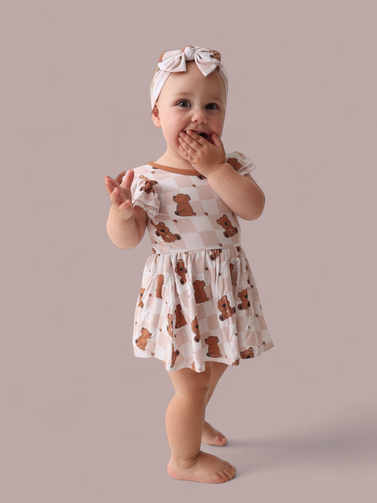 COZY BEAR DREAM CAP SLEEVE BODYSUIT DRESS from DREAM BIG LITTLE CO