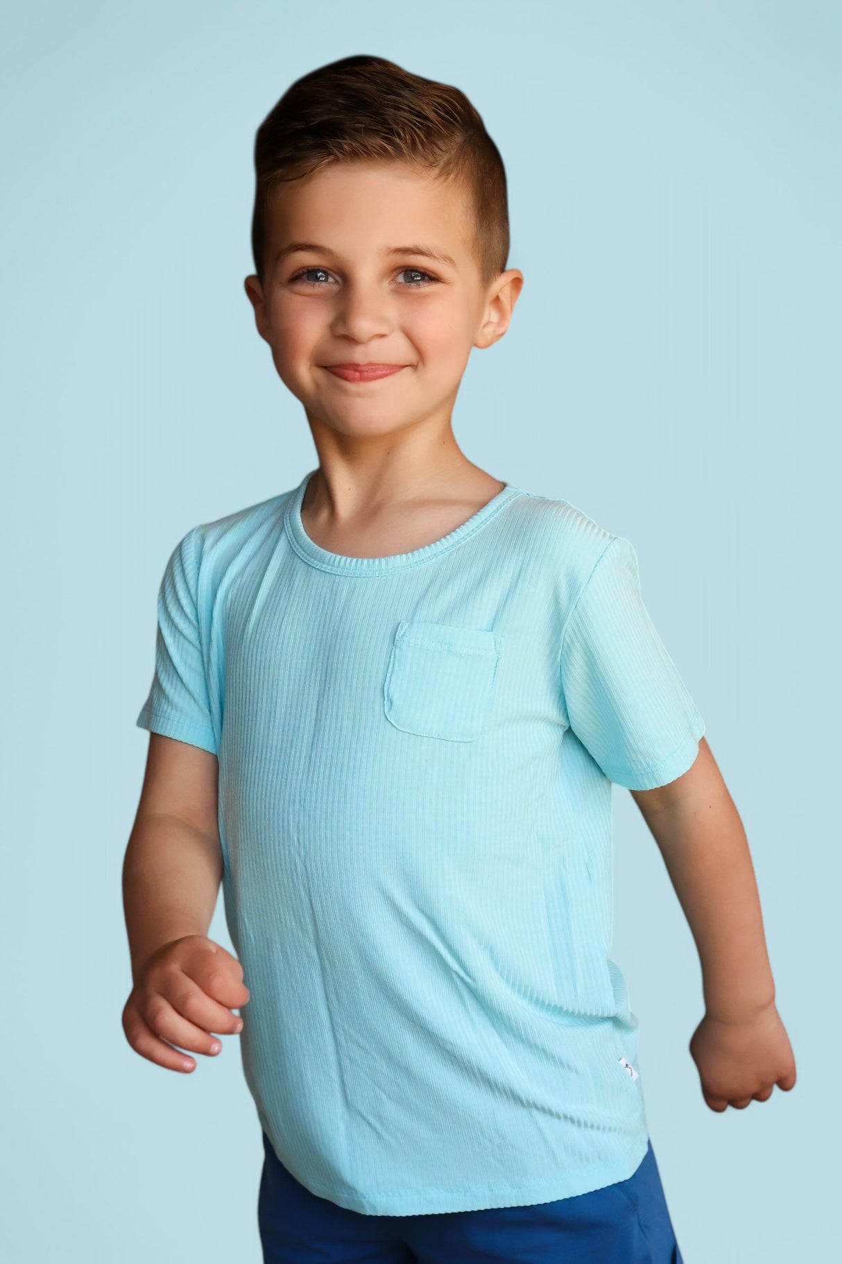 CAPRI BLUE RIB DREAM POCKET TEE from DREAM BIG LITTLE CO