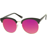 Women's Oversize Round Half Frame Flash Lens Sunglasses A388 from zeroUV
