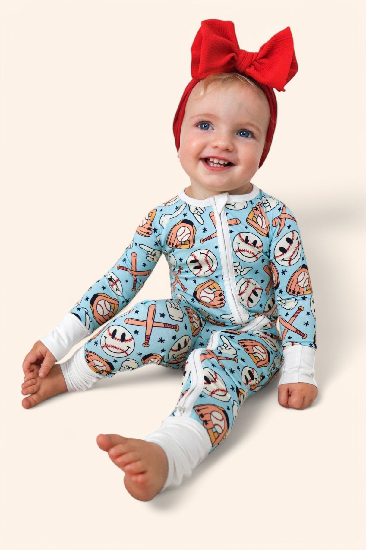 BASEBALL SMILEY DREAM ROMPER from DREAM BIG LITTLE CO