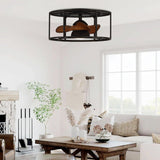 Kanpur Industrial 20" Flush Mount Reversible Ceiling Fan with LED Lighting and Remote Control From ParrotUncle